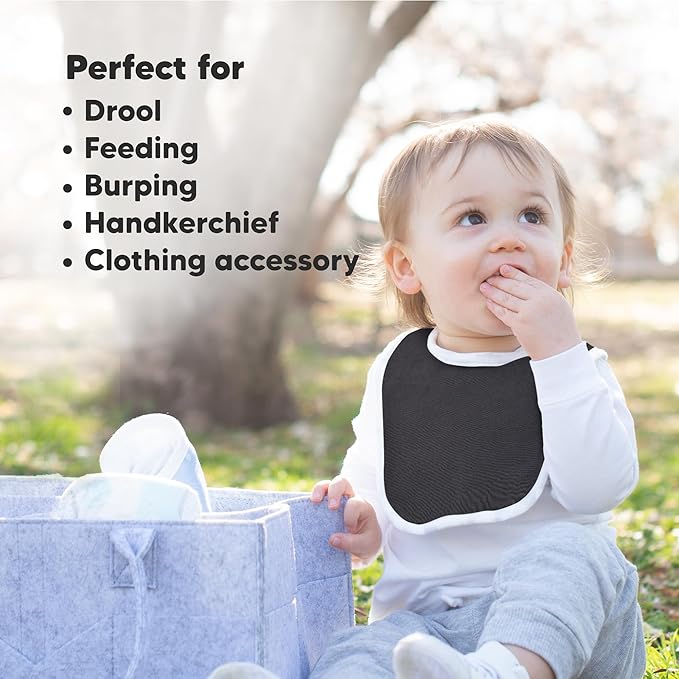 8-Pack Organic Baby Bibs for Boys, Girls - Soft Cotton Drooling and Teething Bibs for Baby Girl & Boy, Extra Absorbent, Easy to Clean & Put On for Toddler, Newborn, Infant 0-24 Months (Basics)