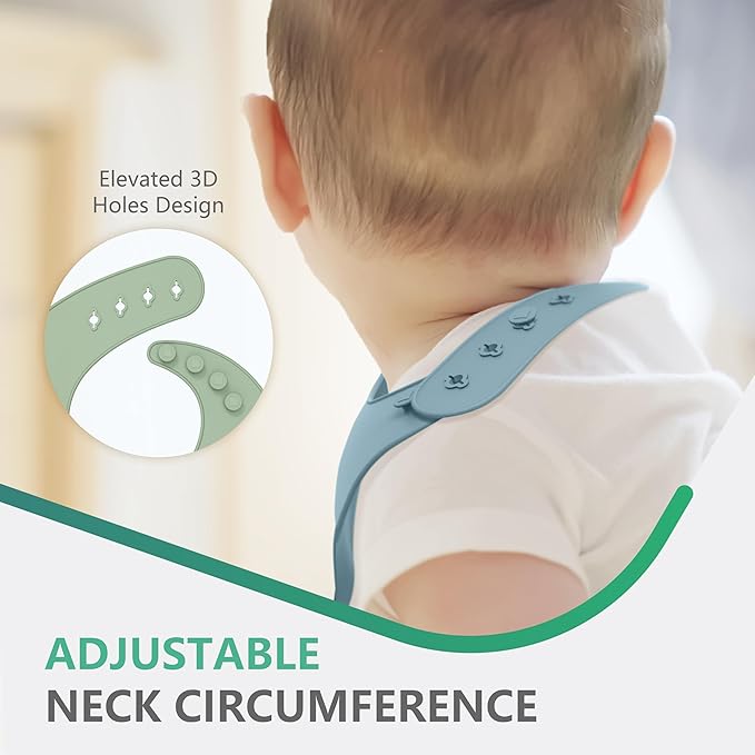 Cuddle Campus Set of 3 Silicone Bibs for Babies & Toddlers,Soft Adjustable Bibs with Pocket Food Catcher for Baby Girl,Boy