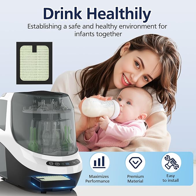 4 Pack HEPA Filter Replacement for Baby Brezza Baby Bottle Washer Pro, High Performance Filtration for Air Cleaner Dust