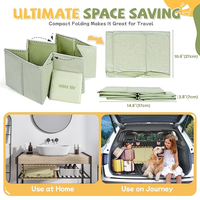 Orzbow Collapsible Baby Bathtub, Toddler Bathtub with Non-Slip Base, Portable Bath Tub for Kids Infant 12 Months+ Travel, Easy to Clean, Stable & Durable, Space-Saving, Green