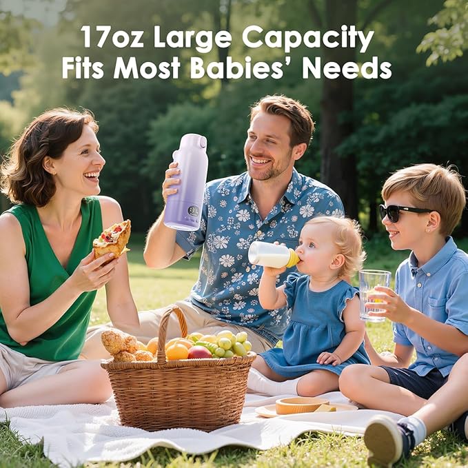 Portable Bottle Warmer 17oz Bottle Warmer for Travel, Fast Heating for Breast Milk Formula & Water, Long Battery Life &Large Capacity, Suitable for Baby Outdoor