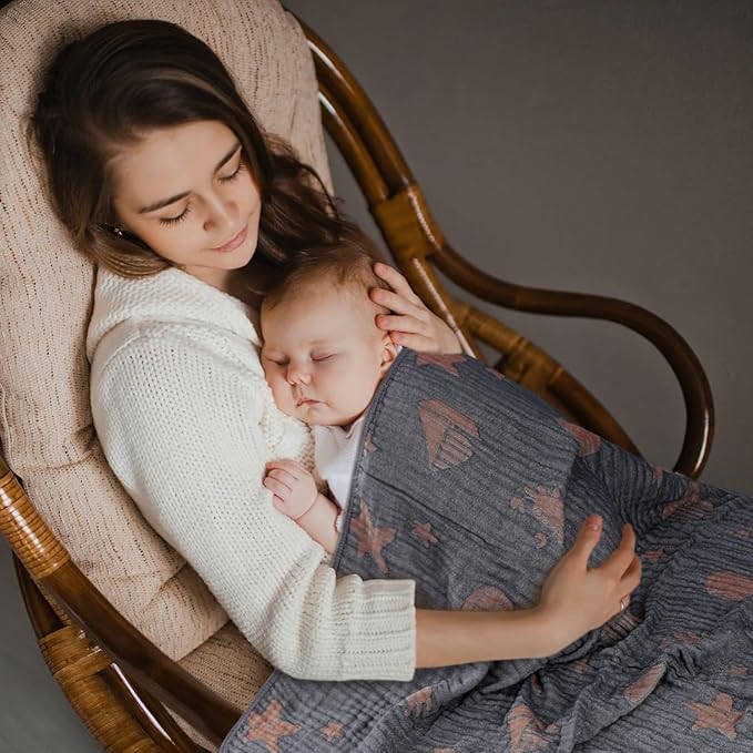 Ultra Soft Muslin Baby Blanket, A Versatile Swaddle and Crib for Babies, Toddlers, Boys, and Girls (1 Pack Ocean)