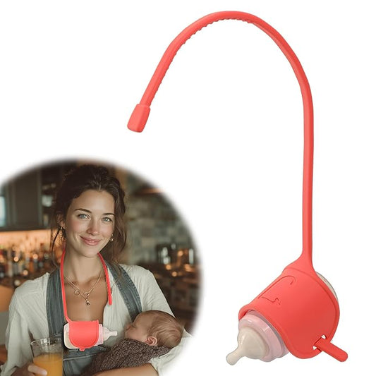 Adjustable Baby Bottle Support – Assist Feeding Tool for Parents, Non-Slip & Ergonomic Design, Fits Standard & Wide-Neck Bottles(Cinnamon)