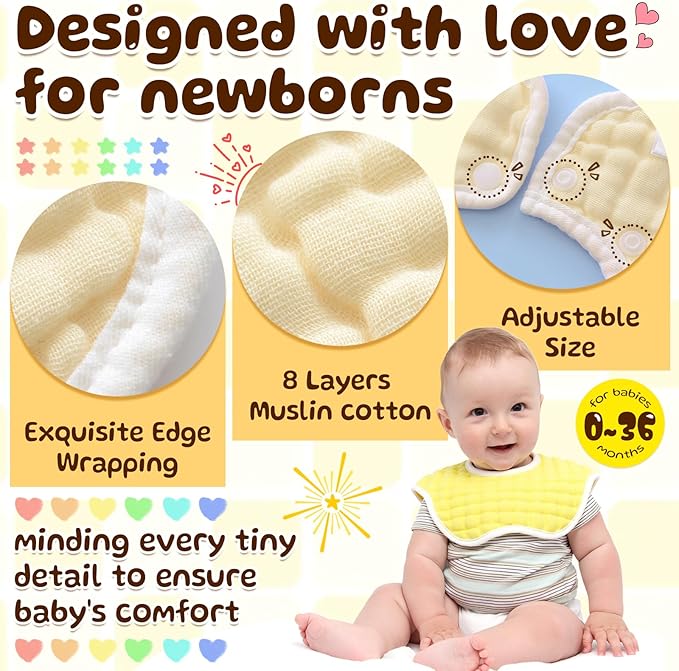 Baby Bibs Muslin Drool Teething Drooling Bibs for Baby Girl Boy Muslin Cotton