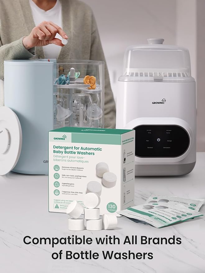 GROWNSY Detergent Washing Tablets 130 PCS for Momcozy, Baby Brezza Bottle Washer, Compatible with All Brands Baby Bottle Washers
