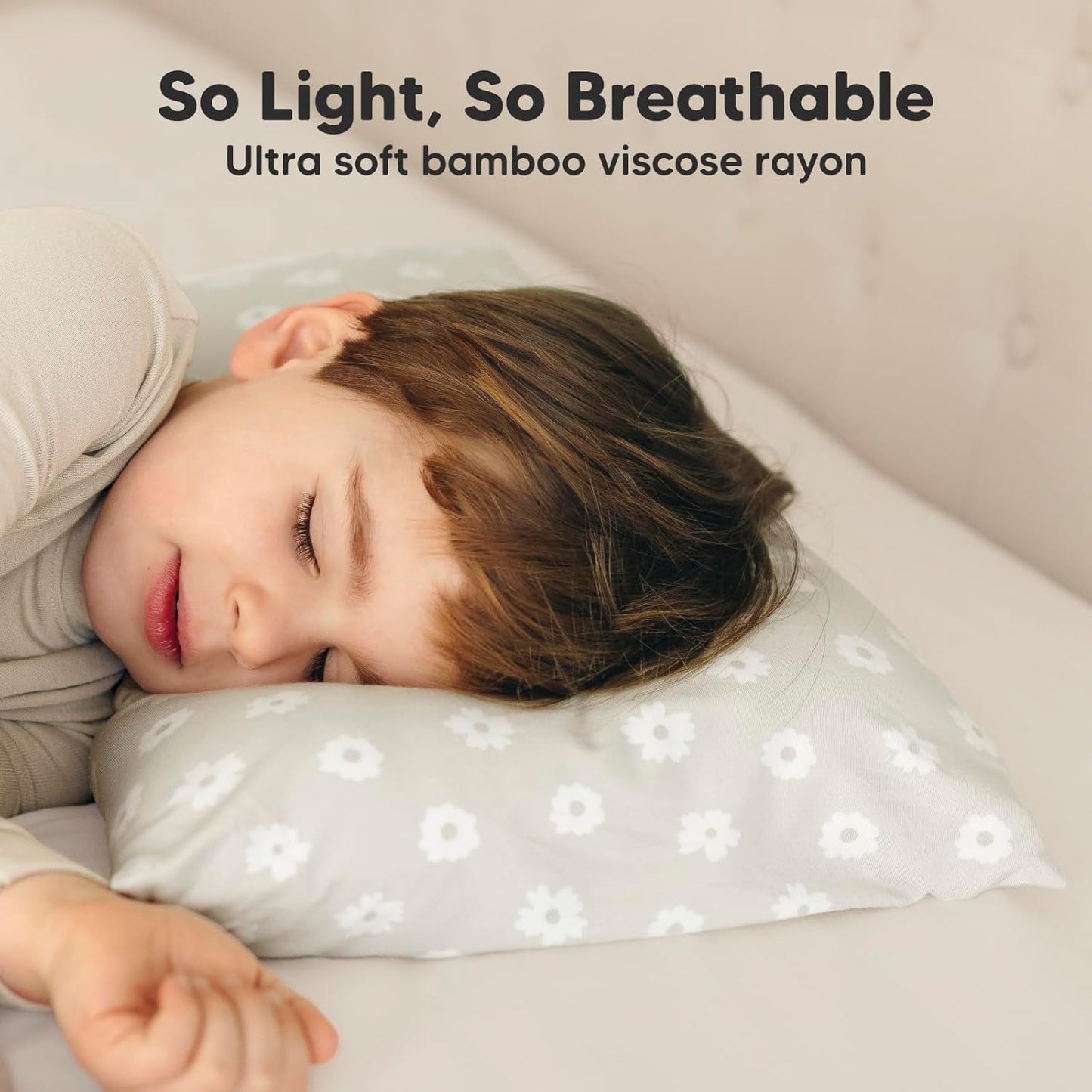 Toddler Pillow with Pillowcase - 13x18 My Little Cuddly Pillow, Viscose Derived From Bamboo Nursery Toddler Pillows for Sleeping,Kids Pillow,Small Travel Pillows,Mini Toddler Bed Pillow (Meadow)