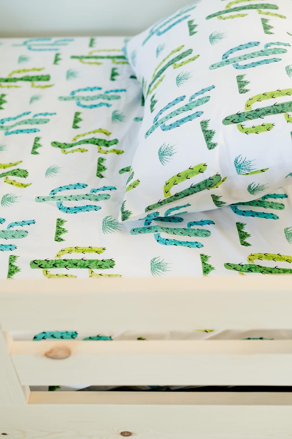 100% Cotton Toddler Pillowcase by ADDISON BELLE - Fits Both 13"x18" and 14"x19" Pillows - Soft, Durable & Breathable (Cactus)