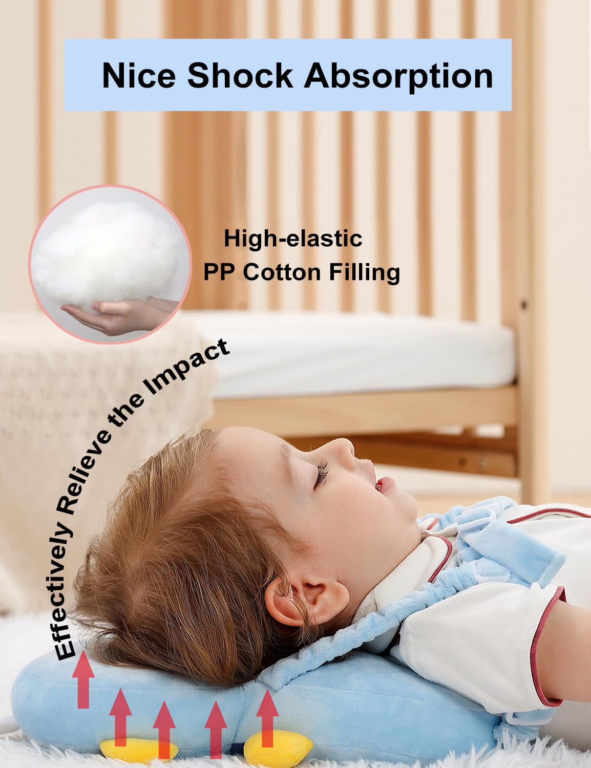 JunNeng Toddler Baby Head Protector Backpack for Toddler Walker with Knee Pads&Anti-Slip Socks, Robot Blue