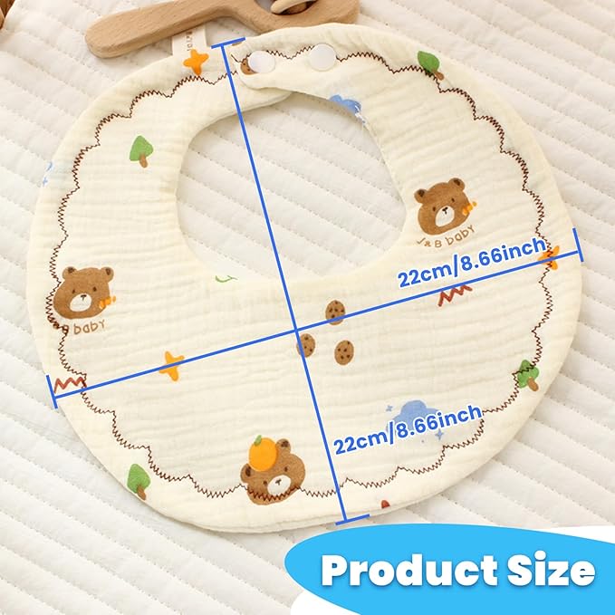 EllieHouse Baby Bibs for Girls Boys 10Pack Muslin Drool Teeth Drooling Teething Bibs Muslin Cotton for Infant Toddler