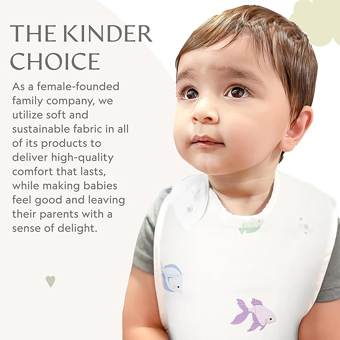 Bamboo Little Baby Bibs (Pack of 2) - Bibs with Adjustable Snaps- Absorbent Terry Backing