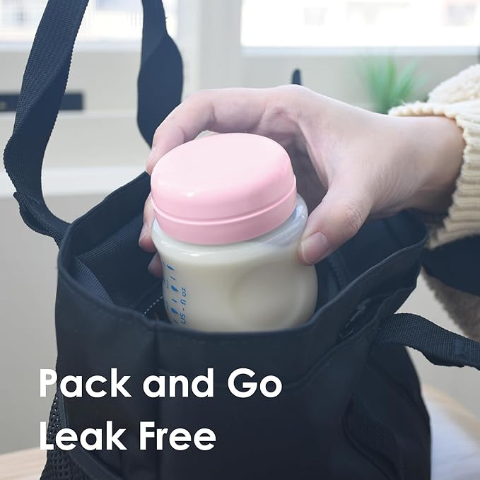 Maymom Solid Lids Aka Travel Caps w/Sealing Ring Compatible with Avent Bottle; Cap Replace Avent Natural Bottle Screw Ring n Sealing Disc; Fit Avent Anti-colic Polypropylene, Glass Bottle, Avent Pink