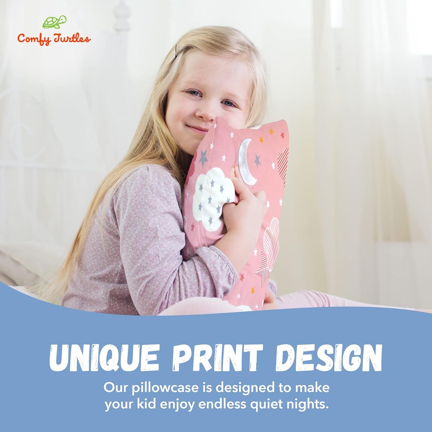 Stars Cloud Toddler Pillowcase 13 x 18 - Baby Travel Pillow Cover for Girls, Space Galaxy Pillow Case for Toddler Pillow Crib - Pink Moon Stars