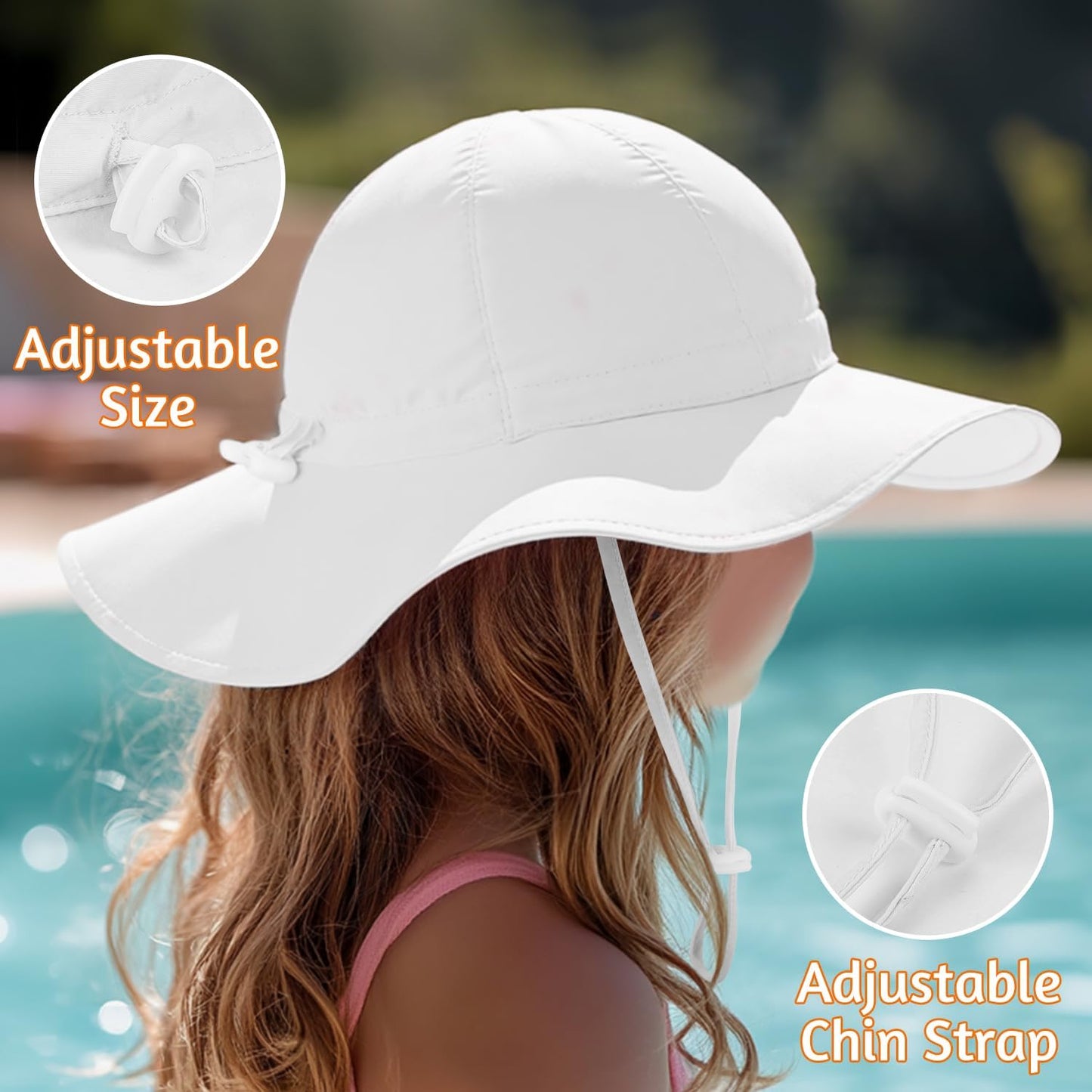Baby Sun Hat Toddler Girl Beach Hat Adjustable Outdoor Summer Hat UPF 50+ Sun Protection Wide Brim Infant Kids