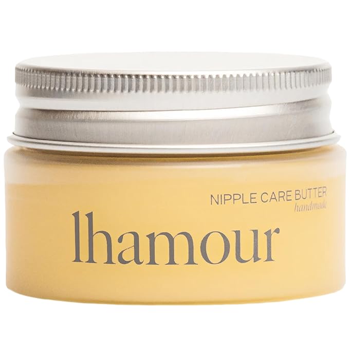 Lhamour 100% Natural Nipple Butter for Breastfeeding Moms, Soothing Nipple Cream with Coconut & Olive Oils, Beeswax, Safe for Baby, Relief for Sore, Dry & Cracked Skin, 1 oz