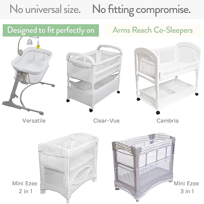 Bassinet Fitted Sheets Compatible with Arms Reach Cosleeper Versatile, Clear-Vue, Cambria and Mini– Snuggly Soft 100% Jersey Cotton – Cream + Brown – 2 Pack – Not for Ideal Ezee