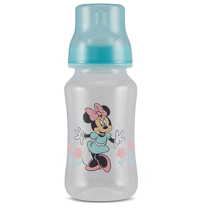 Disney Minnie Mouse Baby Bottles 11 oz for Boys or Girls | 2 Pack of Infant Hourglass Shaped Bottles with Cover for Newborns and All Babies | BPA-Free Plastic Baby Bottle for Baby Shower