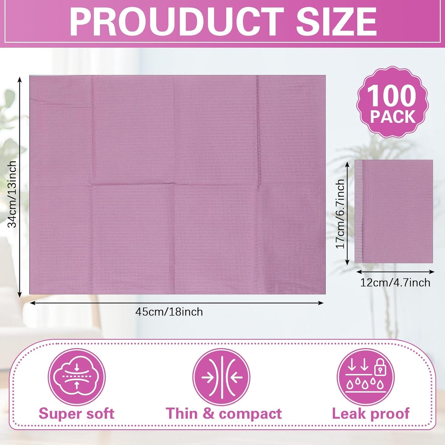 100pcs Disposable Changing Liner 2-ply Baby Changing Station Pad Disposable Changing Pads Diaper Changing Mat Portable Sanitary Liner Refills for Commercial Restrooms (Purple)