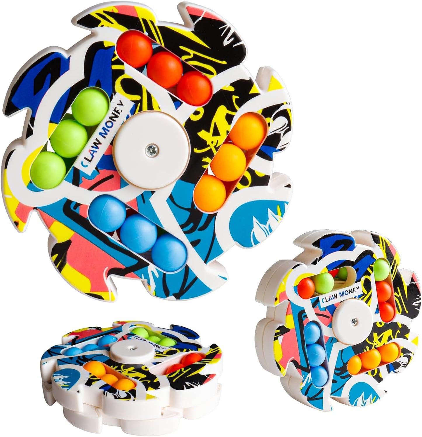 Graffiti Magic Bean Rotating Fidget Spinner Pad - Creative Finger Toy Jigsaw Puzzle Toy, Handheld Spinner Decompression Toy Magic Cube Ball Game, Gift for Kids Age 3 above Birthday Stocking Fillers