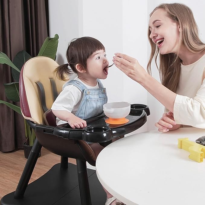 Gofirst 6 in 1 Baby High Chair,Convertible High Chairs for Babies and Toddlers/Booster Seat/Table and Chair Set,Baby Feeding Chair/5-Point Harness,4-Position Removable Tray&PU Cushion Baby Highchair