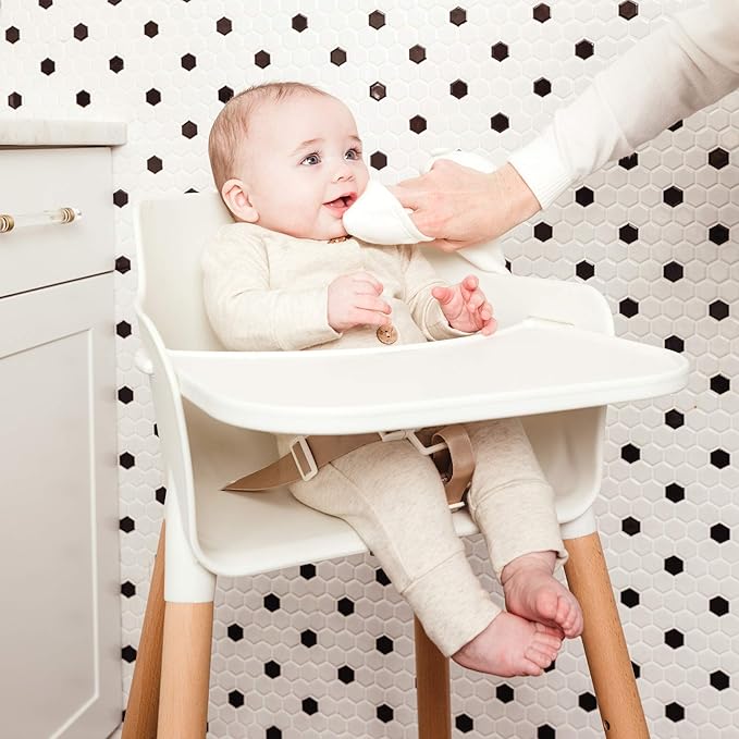 WeeSprout Unisex Organic Towel Cotton Burp Cloths, Set of 4, Four Ultra-Absorbent Layers Keep Clothes Dry, Button Transforms into Baby Bib, Machine Washable & Dryer Safe (White Set, Full)