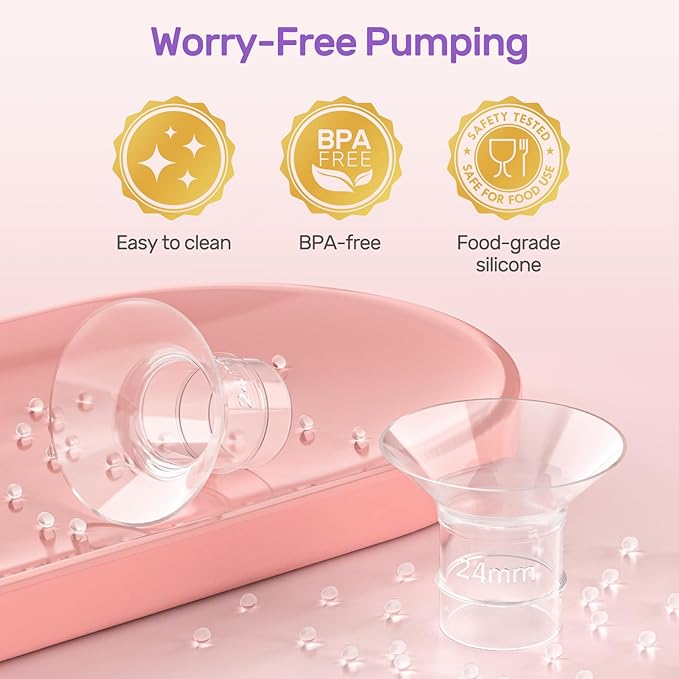 Nuliie 8PCS Silicone Flanges Insert Replacement Kit, Flange Sizing Kit 24mm for 27mm Flange/Shield Breast Pumps, Pumping Essential Kit for Moms