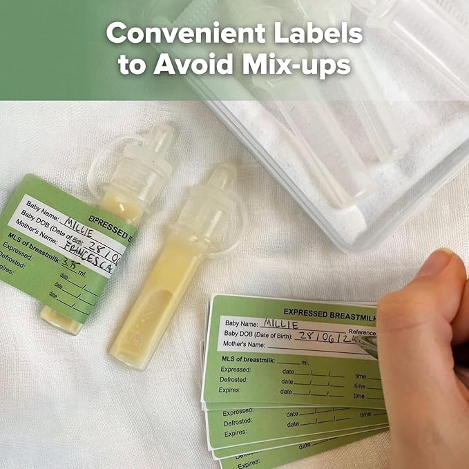 haakaa Colostrum Collector Syringes Set Colostrum Harvesting Kit Include 2 Storage Cases and 2 Cotton Cloth Wipes to Collect Store and Feed Colostrum, 0.1oz/4ml,12pcs