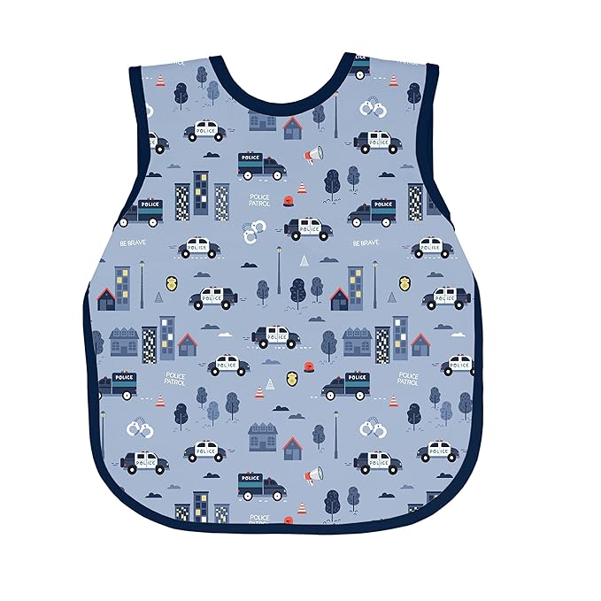 BapronBaby Be Brave - Police Patrol Bapron - No Neck Tie Safer Bib for Baby & Toddler - Soft Waterproof Stain Resistant - Machine Washable - Sz Preschool 3-5yrs
