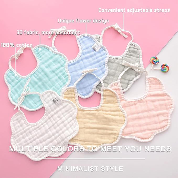 Muslin Baby Bibs for Drooling and Teething Newborn Drool Bibs for Baby Girl Boy