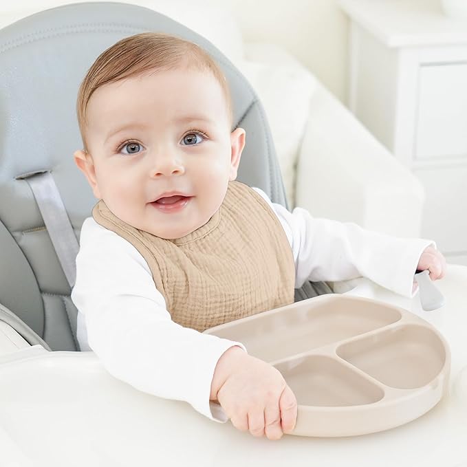 Bearmoss Muslin Baby Drooling Bibs 8 Pack, 100% Cotton Square Adjustable Bandana Bibs Gift for Baby Girls Boys Teething Drool