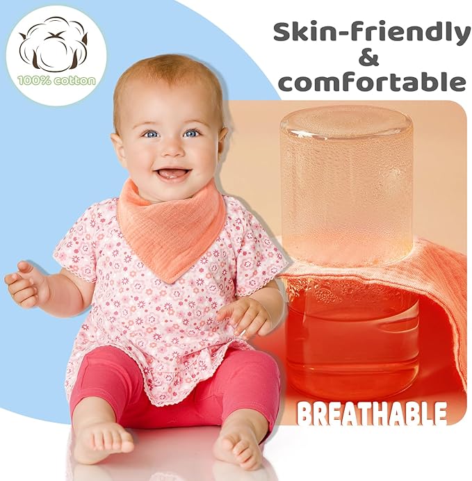 Baby Bibs Muslin Bibs 8 Pack for Drooling and Teething for Unisex Girls Boys