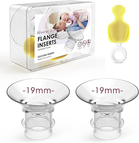 Flange Inserts 19mm for 24mm Flange/Shield, Flange Sizing Kit Silicone Flange Insert, Reduce 24mm Nipple Tunnel Down to 13mm, Breastfeeding Essentials Kit for New Moms, 2PCS