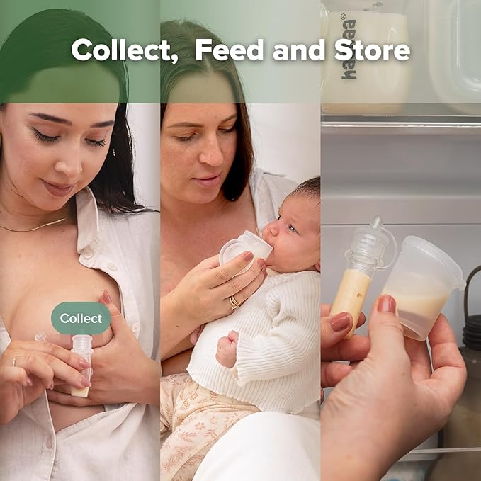 haakaa Colostrum Collectors 6ml/6pcs & Lidded Feeding Cup 25ml/1pc Set- Collect, Store & Feed Colostrum in One, Ready-to-Use Individually Wrapped, Reusable & Leakproof Colostrum Syringes