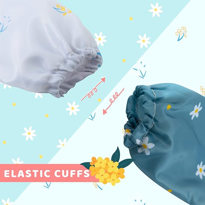 Little Dimsum Baby Bib with Pocket Waterproof Toddler Bibs Infant Feeding Bibs for Boys and Girls, Pack of 2 Colors