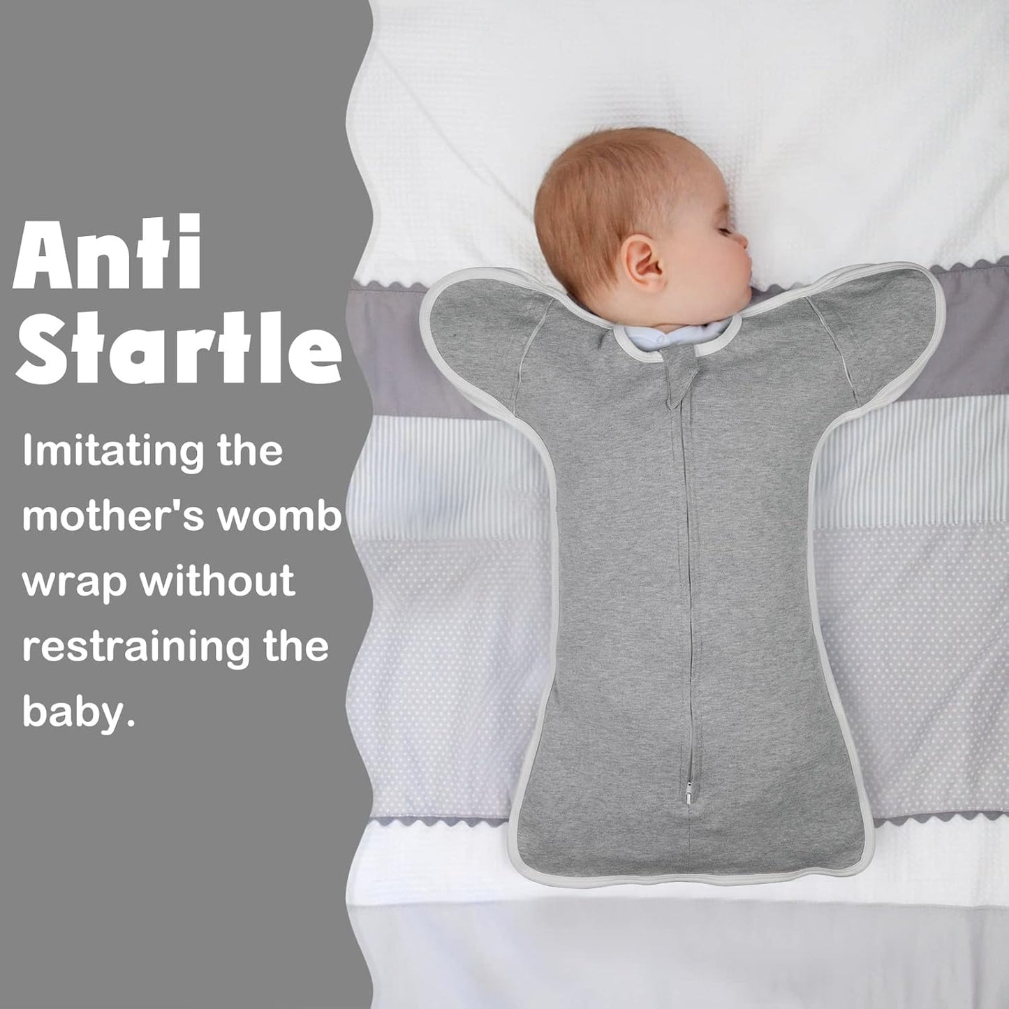 2 Pack Transition 2 Way Zipper Swaddle, 2 in 1 Arms In/Out, 100% Cotton Newborn Swaddling Sack Sleeping Sack 3-6 Months