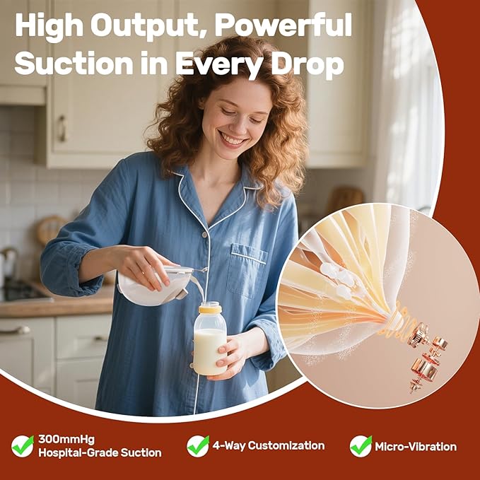 NCVI 2-in-1 Electric Breast Pump with Wearable Cups 8132, Spa-Like Comfort with VibeRelief Massage Micro-Vibration, Hospital-Grade Suction, Pain Relief & Fully Customizable Portable Breastfeeding Pump