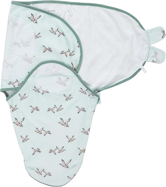 LollyBanks Baby Swaddles, 100% Organic Cotton Swaddle for Newborns Boys and Girls, 3-6 Months Swaddle Sacks with Easy Change Zipper, Newborn Swaddle Baby Registry (Mallard Duck Print)