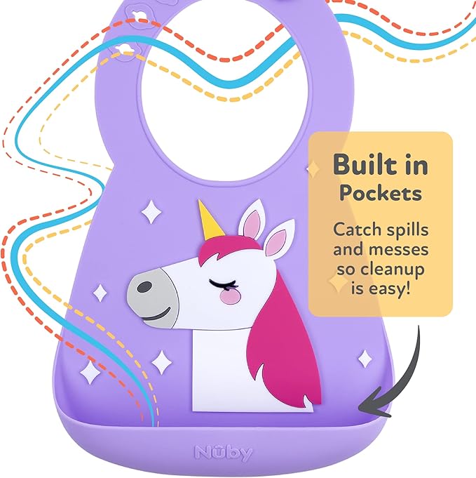 Nuby On The Go Silicone 3D Bib with Scoop to Catch Mess