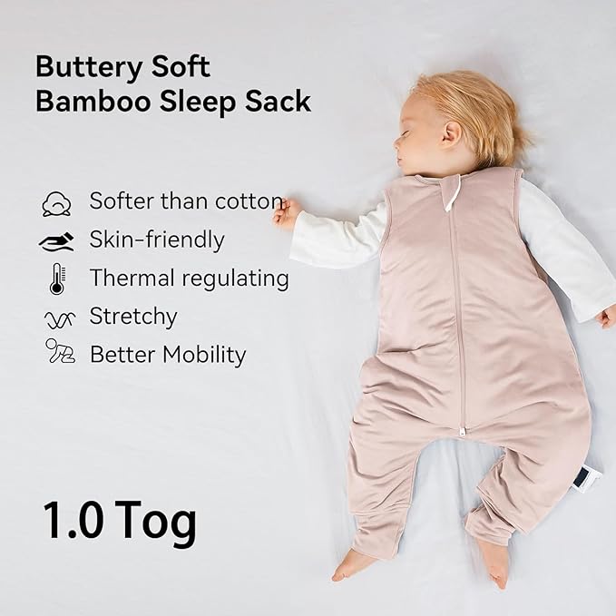 Rayon Made from Bamboo Toddler Sleep Sack with Feet 12-24 Months 1.0 Tog Ultra Soft Toddler Sleeping Sack 1t-2t Sleep Bag Walker Quilted Wearable Blanket with Legs 2-Way Zipper Lightweight