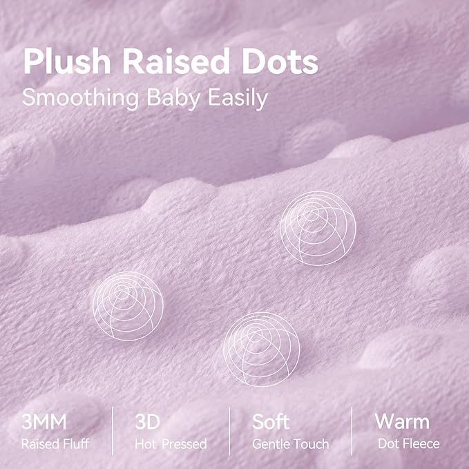 Fleece Baby Sleep Sack 12-18 Months with Plush Dots 1.5 Tog Baby Wearable Blanket with 2-Way Zipper Warm Sleeping Sack for Toddler Infant - Large, Taro Purple