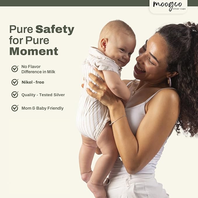 The Original Silver Nursing Cups - 999k Silver Cups - Nipple Shields for Nursing Newborn - Newborn Essentials Must Haves - Nipple Covers Breastfeeding - 999 Silver