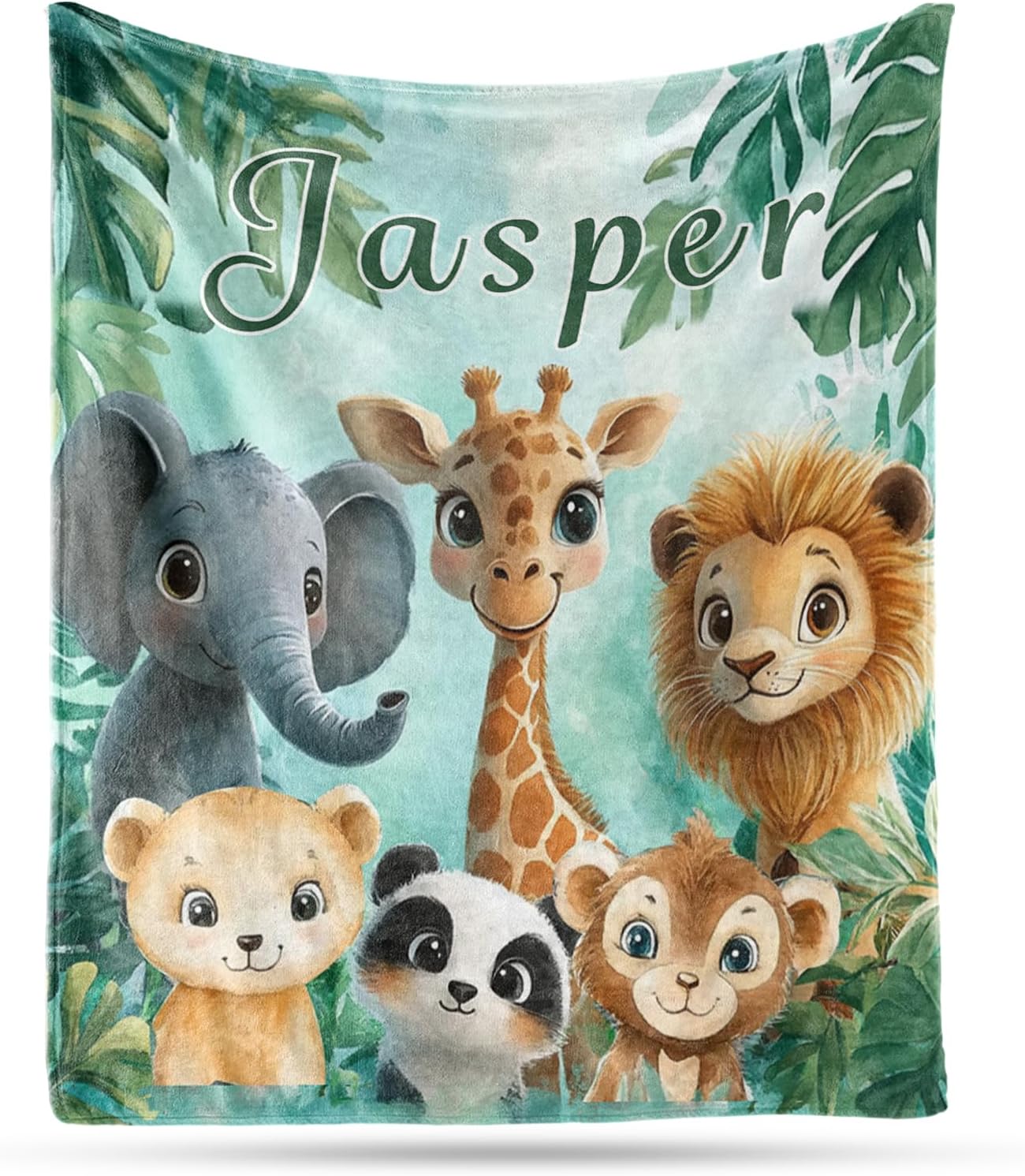 Ship Next Day, Personalized Baby Blanket - Printed in USA, Custom Baby Blanket with Name, Customized Animal Blankets for Boys & Girls, Soft Cozy Receiving Blankets for Toddlers, Stroller Decor Throw