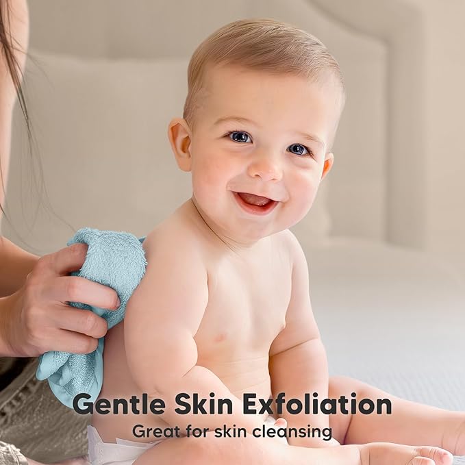 6-Pack Baby Washcloths - Soft Absorbent Viscose from Bamboo Wash Cloths for Babies, Kids, Toddlers, Infant, Newborn Bath Towels, Gentle on Sensitive Skin, 10x10 Reusable Face Towels (Sky)