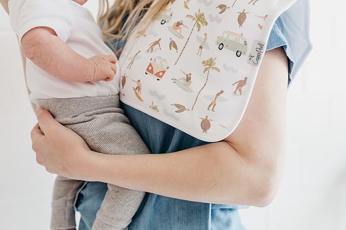 Copper Pearl Baby Burp Cloth Large 21''x10'' Size Premium Absorbent Triple Layer 3-Pack Gift Set “Maui