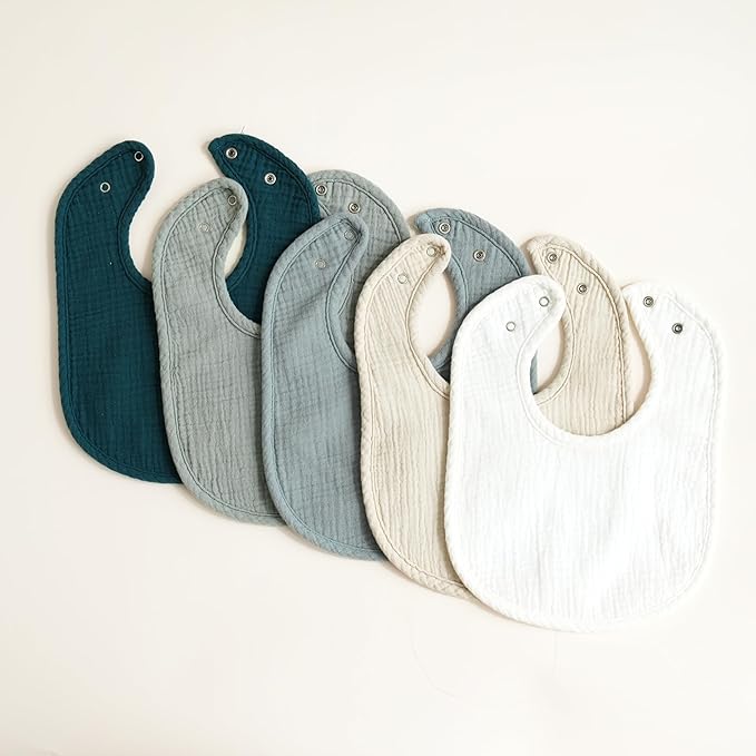 Konssy 10-Pack Muslin Baby Bibs, Soft Cotton Bandana Bibs for Drooling & Teething, Unisex Solid Colors for Boys & Girls, Newborn & Infant