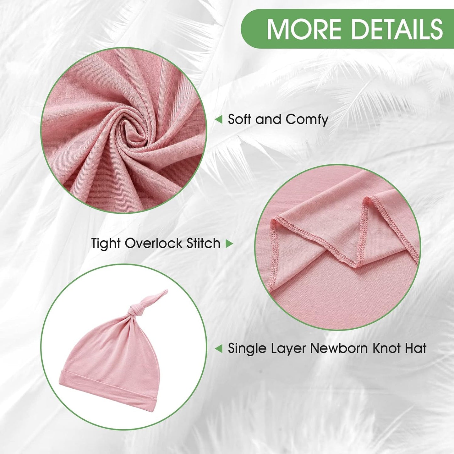 iEvolve Cotton Knitted Baby Swaddle Blanket with Hat Headband Set Newborn Swaddle Wrap Receiving Blankets for Baby Girl Boy 45" x 45"(Pink)