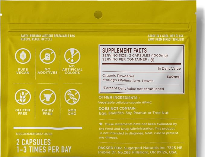 Go-Lacta® 100% Organic Moringa Capsules for Breastfeeding Moms - 60 Capsules - Pure Premium Postnatal Vitamins - Breastfeeding Supplements to Increase Milk Supply - Postpartum Vitamins for Women