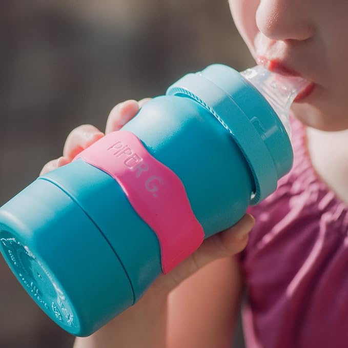 InchBug Orbit Labels Baby Bottle and Water Bottle Silicone Name Bands – Personalized Reusable Label Set for Daycare, Sippy Cups, Preschool, Elementary School, Dishwasher Safe, 4-Pack (Flamingo Pink)