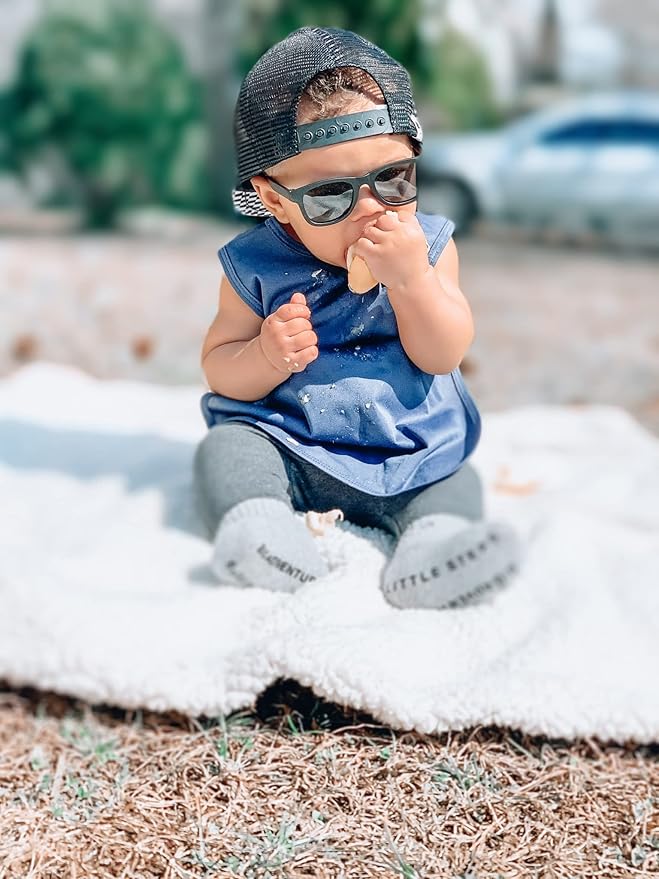 BapronBaby Minimalist Navy Blue Bapron - No Neck Tie Safer Bib for Baby & Toddler - Soft Waterproof Stain Resistant - Machine Washable - Sz Preschool 3-5yrs