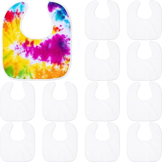 HooLing 12-Piece Sublimation Blank Baby Bib Set, Heat Press White Bibs, Printable, Reusable, Stain & Odor Resistant, Feeder Drool Bibs, 11.8 x 10.63 inches, Unisex-Babies, White