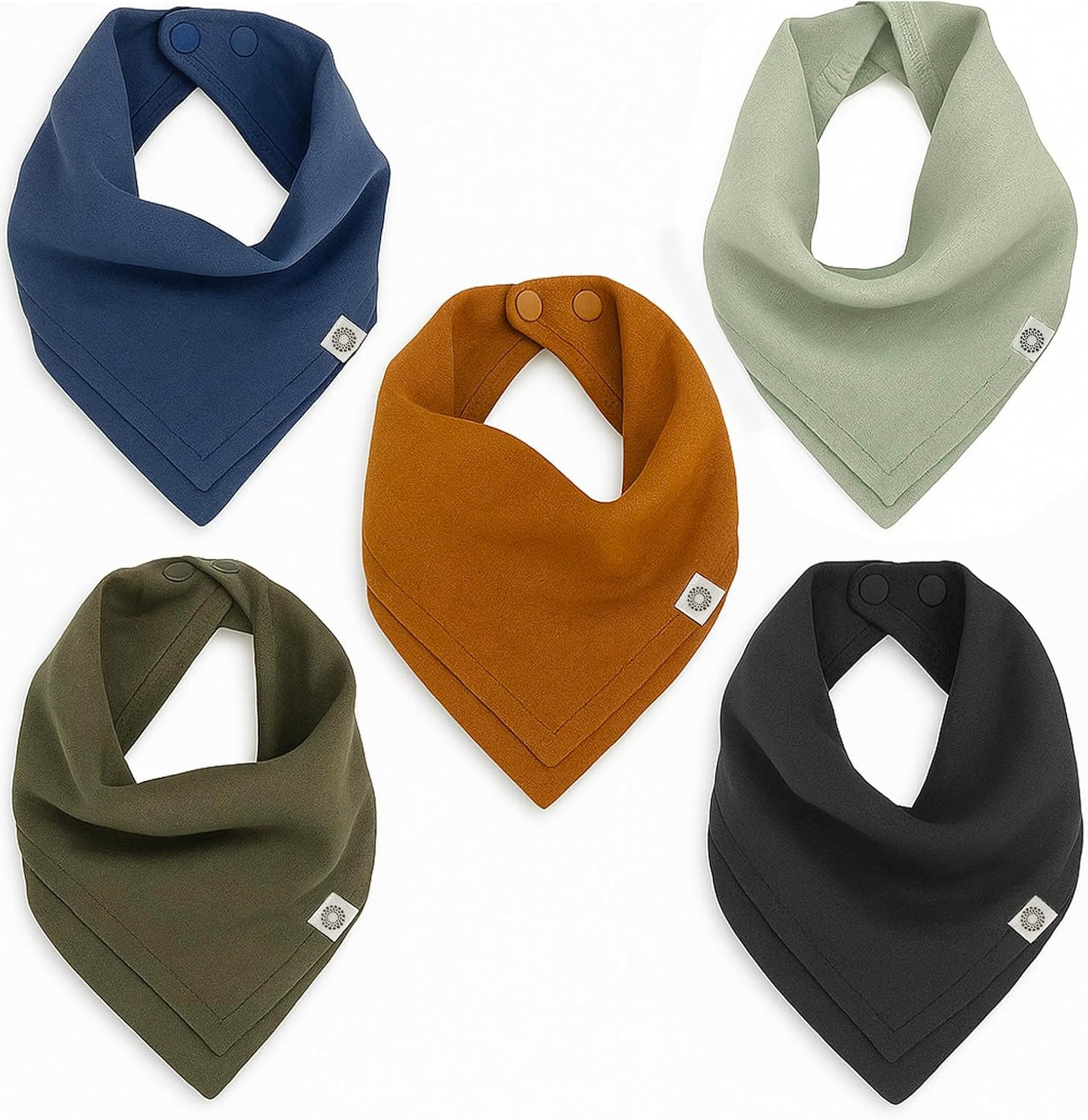 Kishu Baby Indi Organic Baby Bandana Bibs – Fairtrade 4-Way Reversible Drool Bibs for Boys & Girls – Unisex (Set of 5)